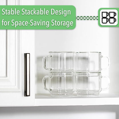 BTaT- Double Walled Stackable Glass Coffee Mugs, 12 oz, Glass Coffee Cups - Image 5