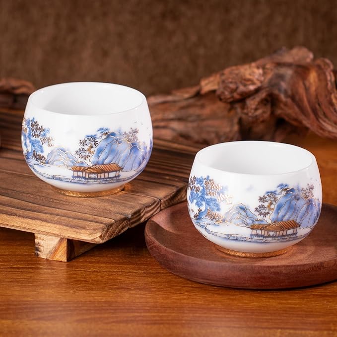 KAMMAK Ceramic Tea Cups Set of 2, 6.3 oz, Vintage Small Teacups, 748N | Hand - Image 5