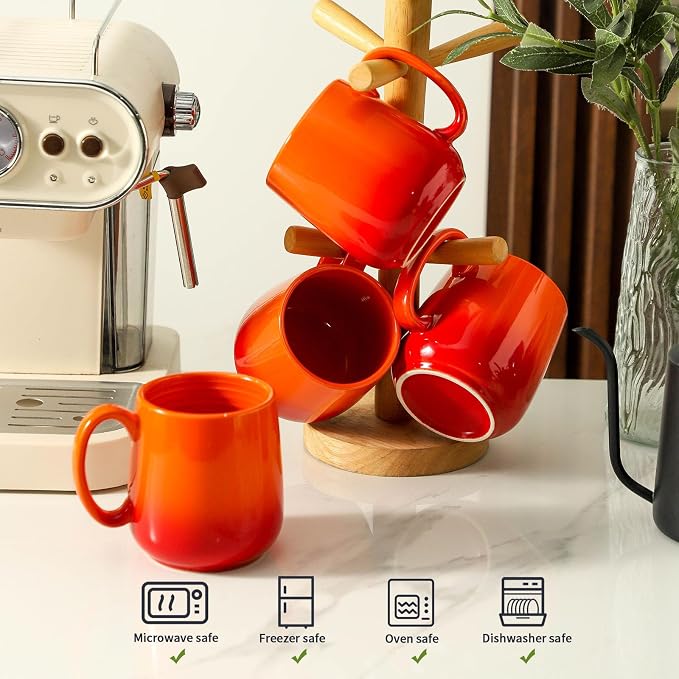 HASENSE Set of 4 Ombre Coffee Mugs, 15oz Large Ceramic Cups – Dishwasher & - Image 3