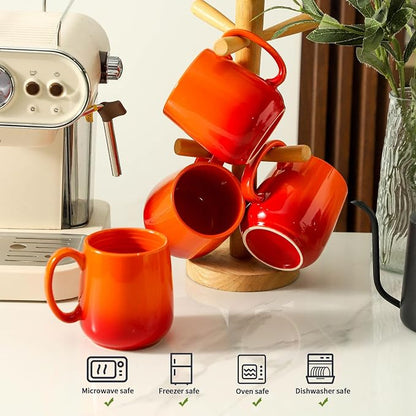 HASENSE Set of 4 Ombre Coffee Mugs, 15oz Large Ceramic Cups – Dishwasher & - Image 3