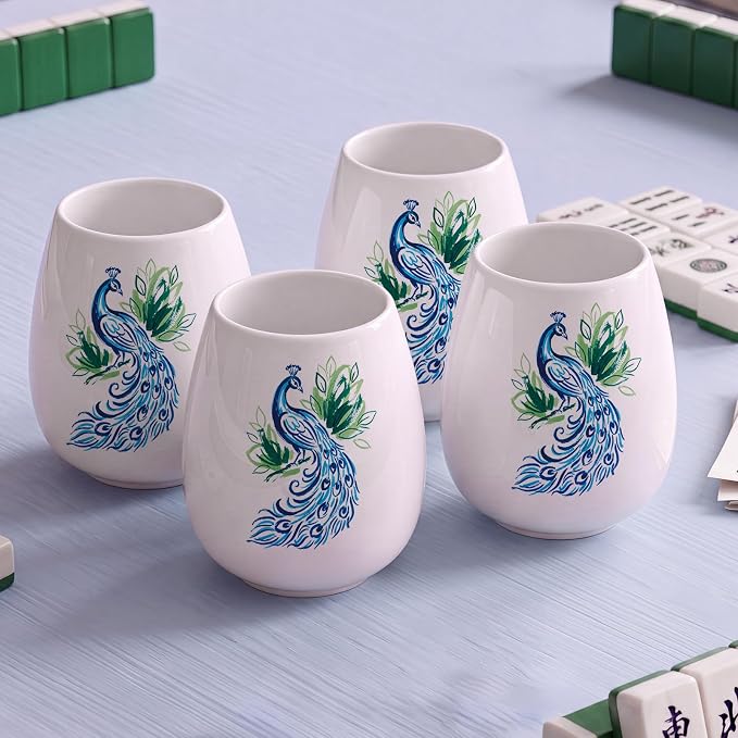 Qinyoung 4 Pcs 15 oz Mahjong Cups Wine Glass Mahjong Accessories and Gifts by Qinyoung