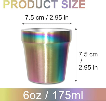 Stainless Steel Cups 4 Pack 6oz Double Walled Insulated Cups Stackable Travel - Image 2