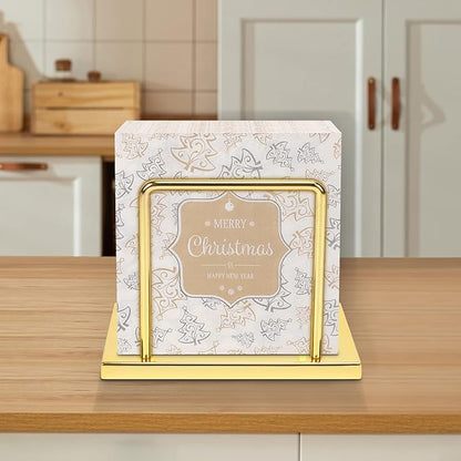 Livabber Napkin Holder, Metal Napkin Storage Modern Freestanding Tissue Paper Dispenser for Table Kitchen Countertop (Metal Base, Gold)