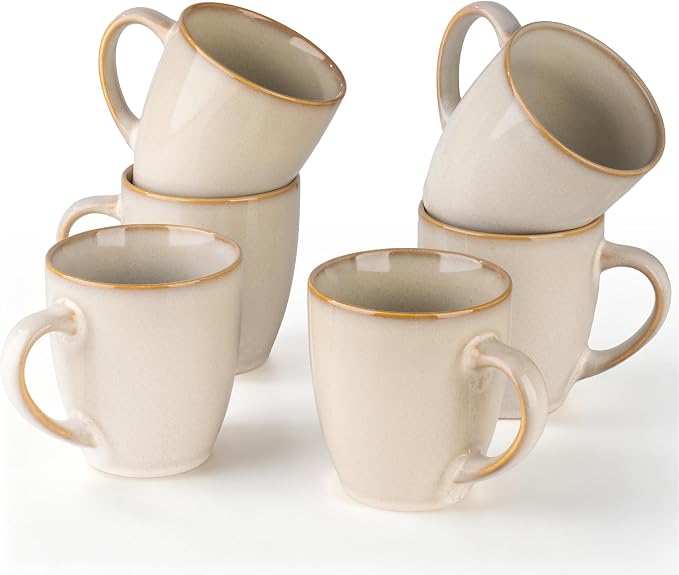 GBhome 12OZ Coffee Mugs Set of 6, Stoneware Coffee Mugs Set, Dishwasher & by GBhome