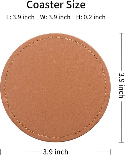 CASEGRACE Drink Coasters with Metal Holder Stand Set of 6, PU Leather Absorbent - Image 2
