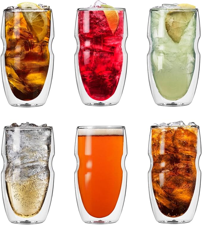 Ozeri Serafino Double Wall Insulated Iced Tea and Coffee Glasses by Ozeri