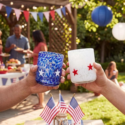 SiliFine 2 Pcs Patriotic Star Icon Juice Glasses - 14oz 250th Anniversary - Image 6