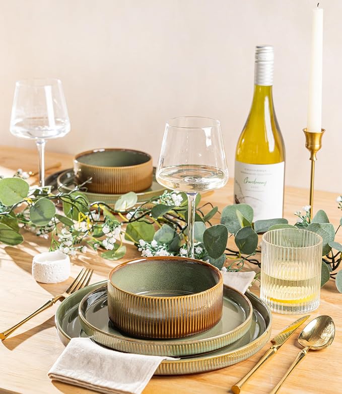 Ceramic Dinnerware Set for 6, 18-Piece Plates and Bowls Set | Lightweight - Image 5