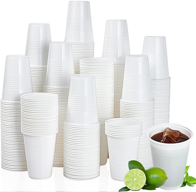Lilymicky 500 Pack 9 oz White Plastic Cups, Disposable Drinking Cups | Non-slip by Lilymicky