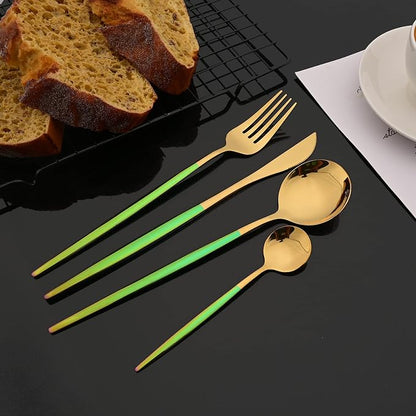 JASHII Flatware Set 24 Piece, Stainless Steel Silverware Set, Macaron Small - Image 4