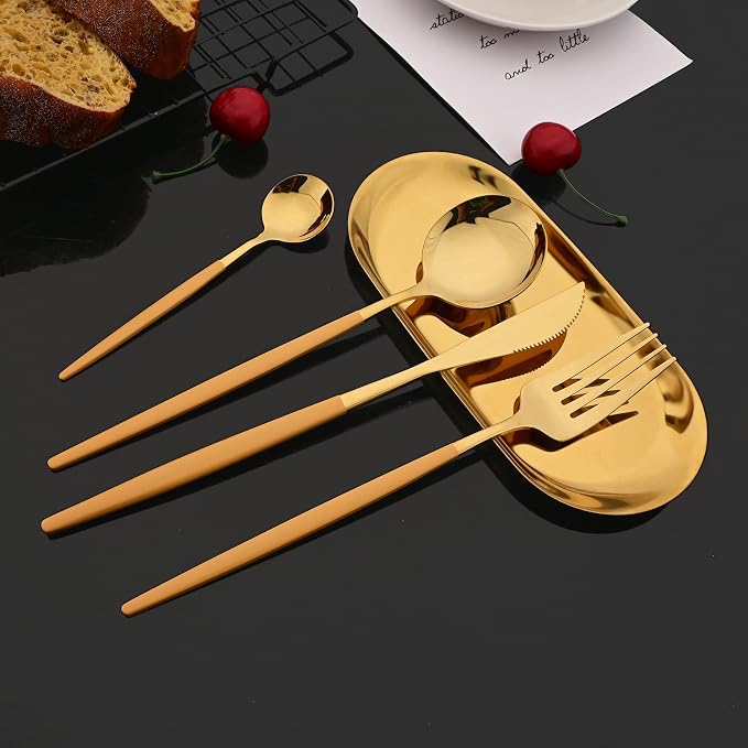 JASHII Flatware Set 24 Piece, Stainless Steel Silverware Set, Macaron Small - Image 2