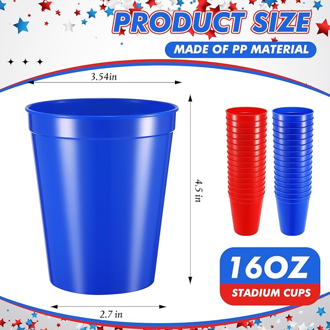 Yungyan 100 Pack 16 oz Stadium Cups Reusable Plastic Cups Blank Drink Stadium - Image 2