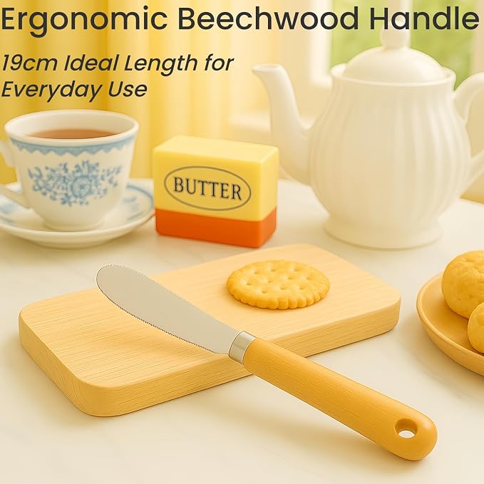 Butter Knives Set of 2, Wood Handle, Durable Stainless Steel Blade, Butter Knife - Image 3