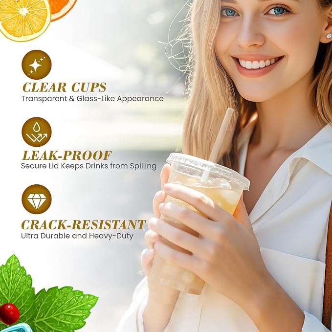 Ginkgo 100-Pack 20oz Clear Plastic Cups - Image 3