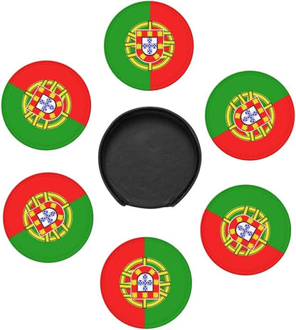 6 Pack Portugal Flag Leather Coaster - Image 3