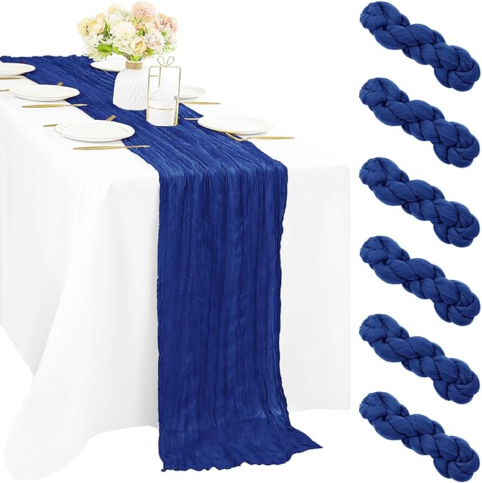 6 Pieces Royal Blue Cheesecloth Table Runner 10FT Pink Runner by Sunnyline