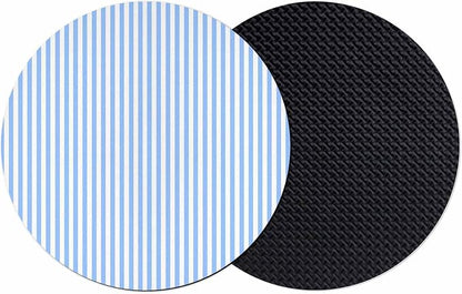 Blue White Stripe Coasters Set of 2, Modern Minimalist Geometric Striped Soft by PIEPLE