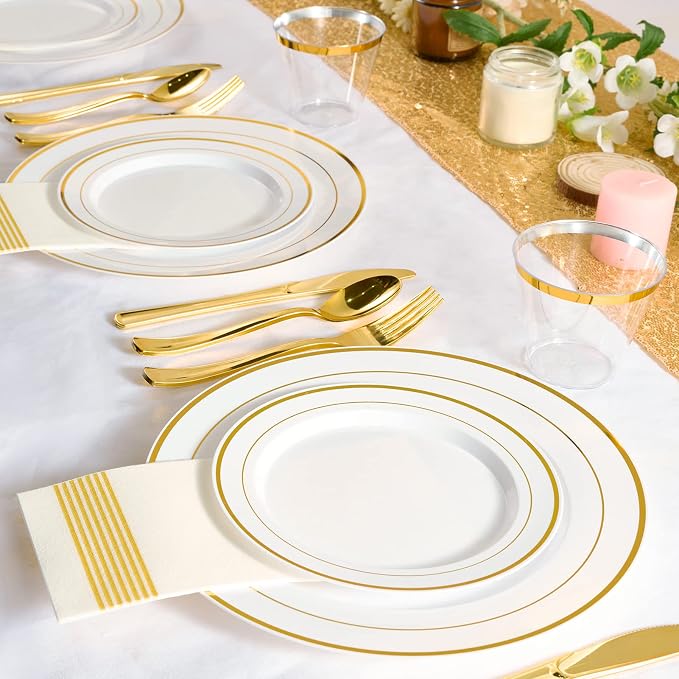 FOCUSLINE 600 Ct Gold Dinnerware Set - Image 7