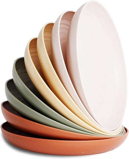 8-Pack Reusable Wheat Straw Plates Set by NookTheory