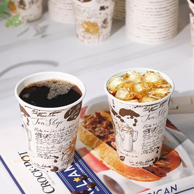 SIUQ 240 Pack 12 oz Disposable Paper Coffee Cups Retro Leak-Proof Sturdy | - Image 3