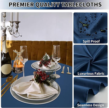 PureFit 6 Pack Round Navy Blue Table Cloths 70 Inch for Round Tables, Stain and Wrinkle Resistant Table Linens for Home Use, Wedding, Party, Banquet and Camping