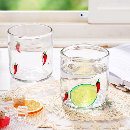 SiliFine 2 PCS Chili Icon Juice Glasses - 14oz Red Chili Stemless Wine Drinking - Image 5