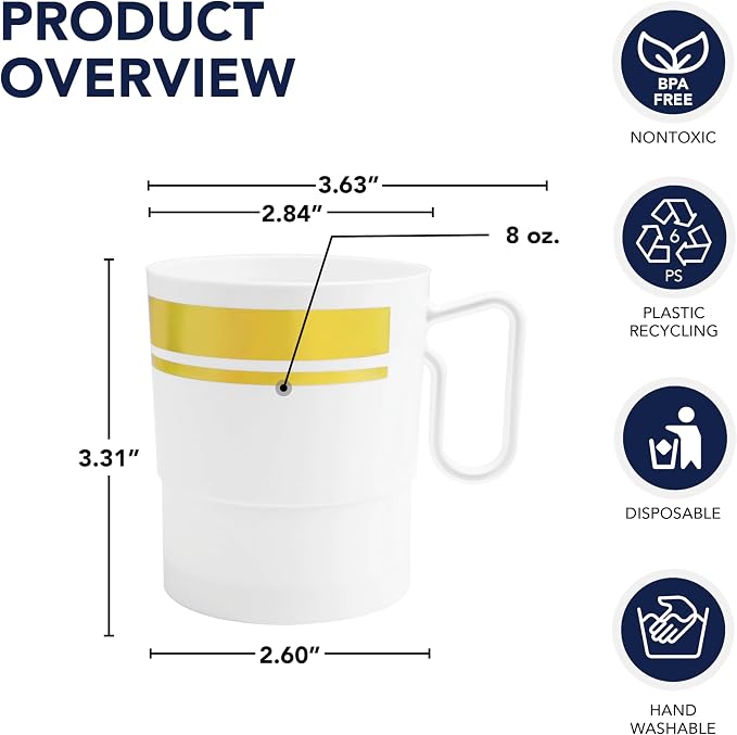 Party Essentials 8-Ounce Hard Plastic Coffee Cup/Tea Mug - Image 3