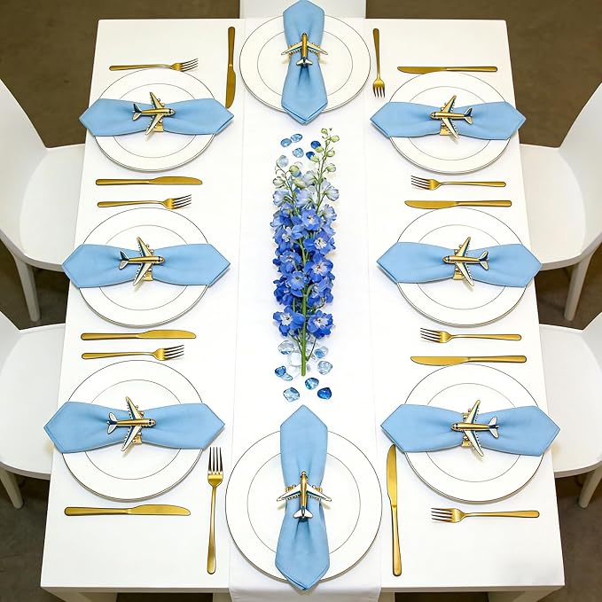 Airplane Napkin Rings set of 12 Blue White Plane Napkin Holder - Image 7