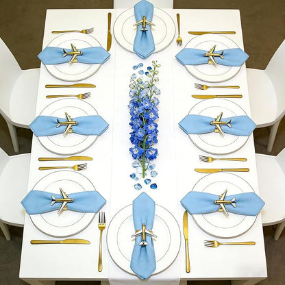 Airplane Napkin Rings set of 12 Blue White Plane Napkin Holder - Image 7