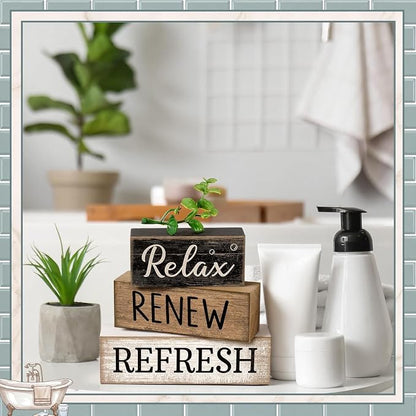 Moucuny 4 Pcs Bathroom Shelf Decor Sign Farmhouse Bathroom Decor and - Image 4