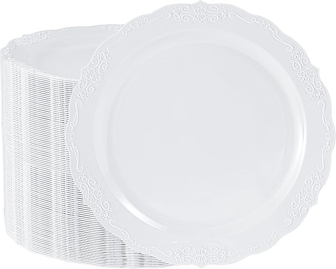 100 Pieces White Plastic Plates by Conflech