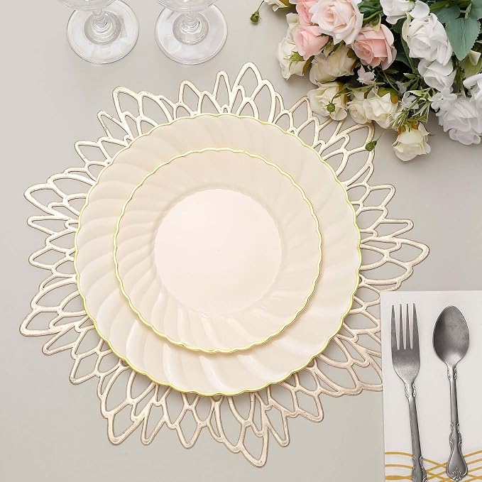 Efavormart 10-Pack 7.5" Ivory Vintage Plastic Salad Dessert Plates - Image 4