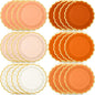 48 Pcs Beige-Orange Peach Paper Plates 9 Inch Gradient Scalloped Paper Disposable Dinner Dessert Plates for Birthday Wedding Bridal Party Supplies, 6 Colors