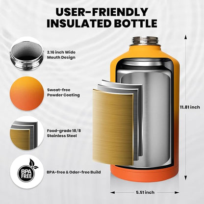 RAYMYLO One Gallon Water Bottle Insulated 128 oz, Stainless Steel | Triple - Image 5