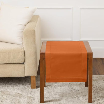 Solino Home Cotton Linen Dining Table Runner Pumpkin Hemstitch, 14 x 36 in | by SolinoHome