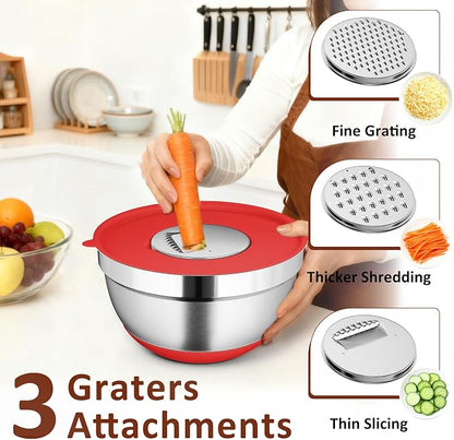 9 Pack Mixing Bowls with Airtight Lids Set, Stainless Steel Mixing Bowls with - Image 4