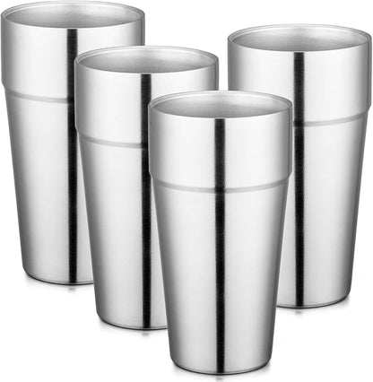 Beasea Stainless Steel Cups 19 oz, 4 Pack Large 18.6oz 550ml Stackable by Beasea