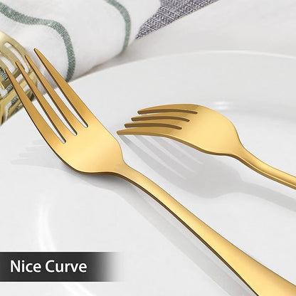 LIANYU 40-Piece Gold Silverware Set for 8, Stainless Steel Flatware Cutlery Set, Tableware Eating Utensils Include Forks Knives Spoons, Mirror Polished, Dishwasher Safe