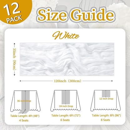 12 Pack White Cheesecloth Table Runner 35 x 120 Inch | Boho Gauze Cheese Cloth - Image 2