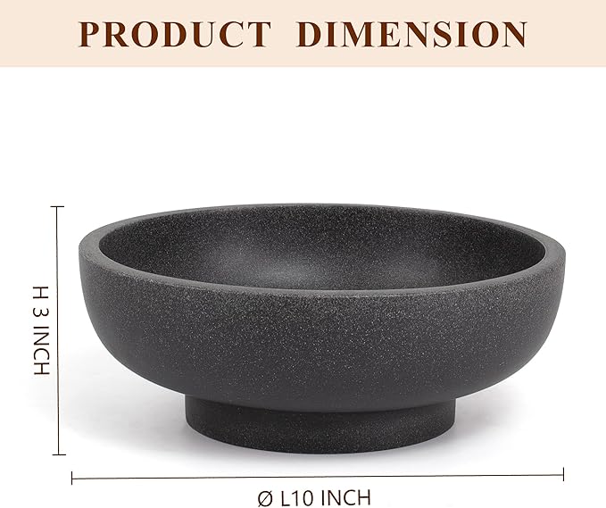 Decorative Resin Bowl, Large Fruit Bowl, Artificial Stone Black | Perfect - Image 2