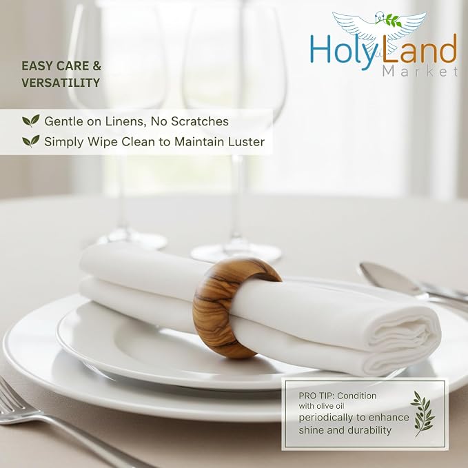 Holy Land Market Olive Wood Napkin Rings, Hand Carved Bethlehem | Certificate - Image 5