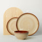 Ceramic Dishes Set for 8, 24 Piece Stoneware Dinnerware Sets, Chip and Scratch Resistant, Easy to Stack & Clean, Modern Rustic Look, Brown Yellow