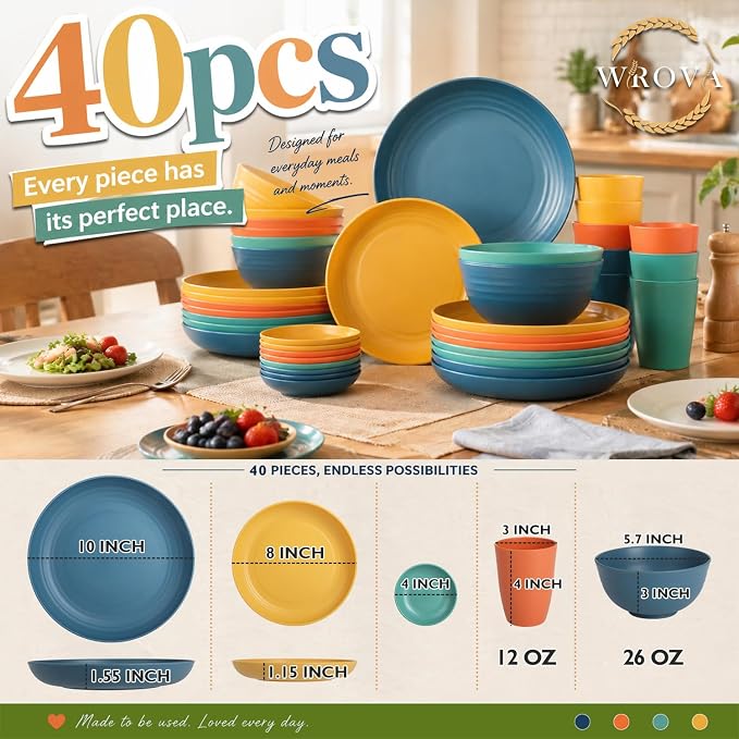 Plates and Bowls Sets, Wheat Straw Dinnerware Sets, Dishes Set - Image 2