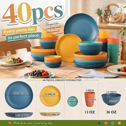 Plates and Bowls Sets, Wheat Straw Dinnerware Sets, Dishes Set - Image 2