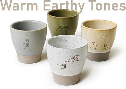 Jottings Retro Cute Handleless Japanese Tea Ceramic Cup 6.5 oz, Cheers - Image 5