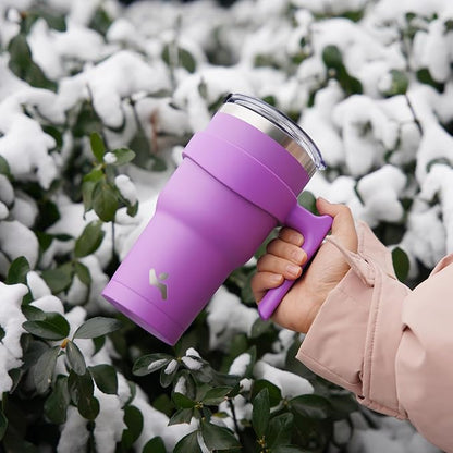 Konokyo 10 oz Tumbler with Handle and Straw, Insulated Travel Mug | Lavender; - Image 6