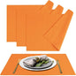 MANSPHIL Orange Placemats Set of 4 Washable Fabric Table Mats Thick Faux Linen Place Mats Heat Resistant Double Layer Wrinkle Free Dining Kitchen Table Decor - 13x19 Inch Oeko Tex Placemat