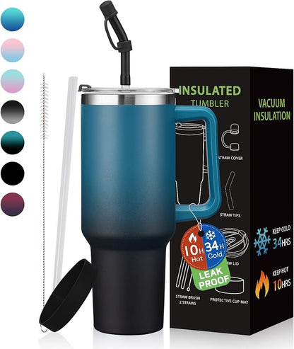 BENZZO 40 oz Tumbler with Handle and Straw Lid Travel Mugs Insulated by BENZZO