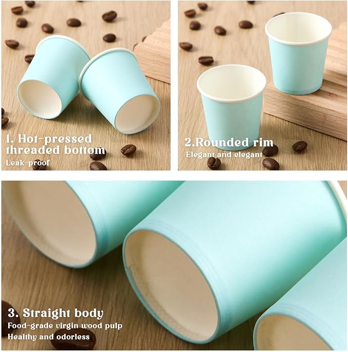 100 Pack 1oz Mini Coffee Cups Disposable Paper Cups Hot or Cold Beverage Cup - Image 3