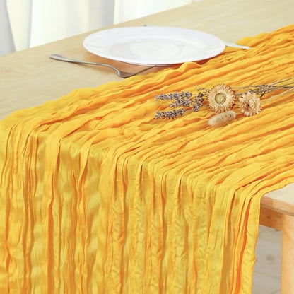 8 Pack Gold Cheesecloth Table Runner 120 Inch Boho Wedding Decor | Cheesecloth by Fixwal